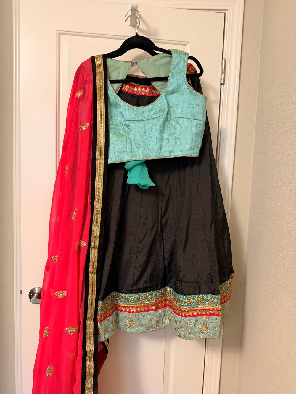 Black/Pista/Pink Chaniya Choli